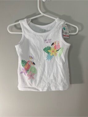 Garanimals White Toddler Tank Top with Pink & Green Toucan Print